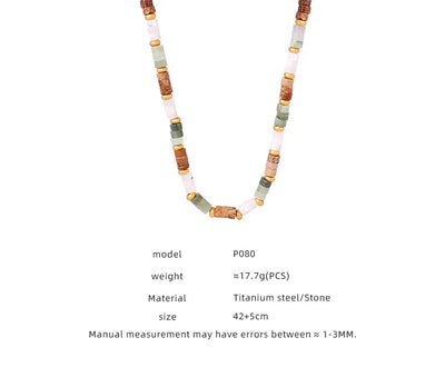 Women's Necklace with Retro Style Natural Stone Handmade Beads Fashionable and Versatile Jewelry Accessories