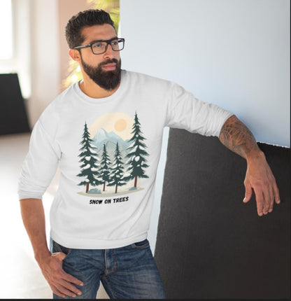 Snowy Trees Unisex Crew Neck Sweatshirt - Cozy Nature Vibe, Perfect for Outdoor Lovers, Gift for Holidays, Casual Wear, Layering