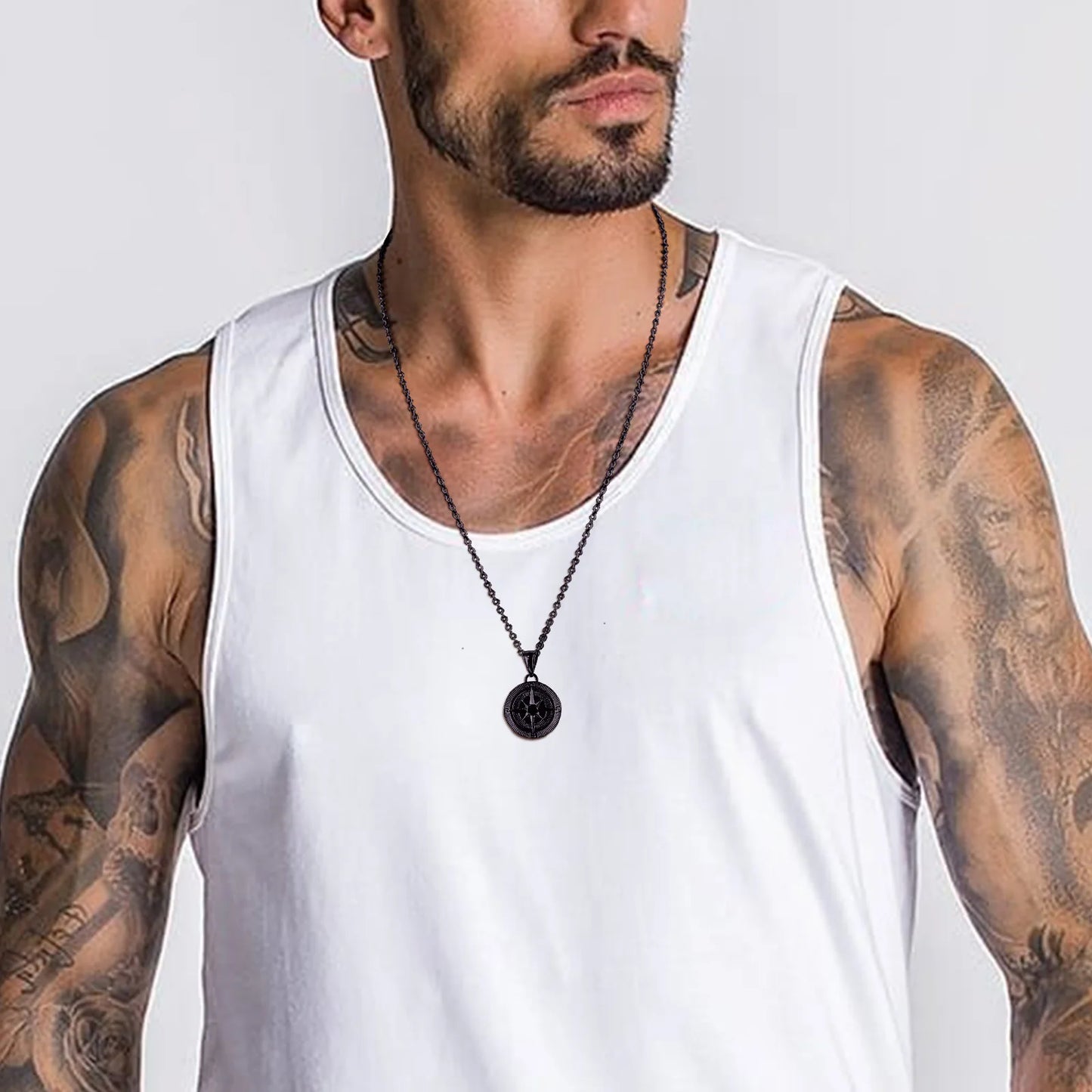 Herren Kompass Kette Edelstahl – Vintage Viking Design