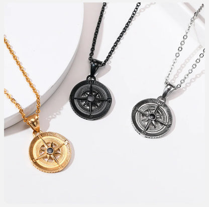 Herren Kompass Kette Edelstahl – Vintage Viking Design