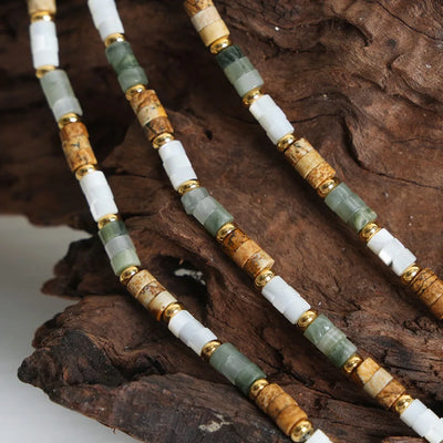 Women's Necklace with Retro Style Natural Stone Handmade Beads Fashionable and Versatile Jewelry Accessories