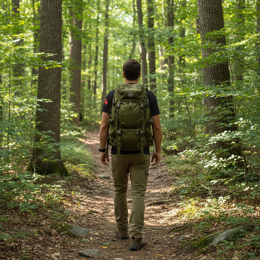 Man Hiking Back