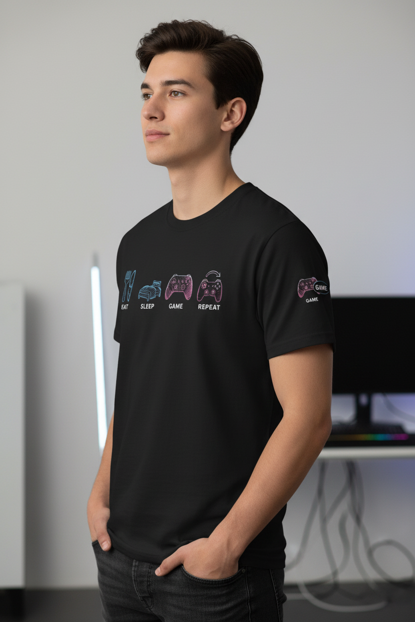 Eat Sleep Game Repeat Gaming T-Shirt