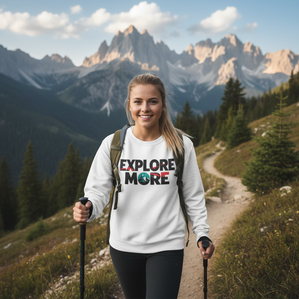 Woman Hiking White